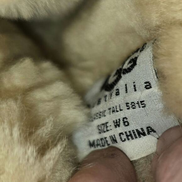 UGG AUSTRALIA Classic Tall Boots Women's Size 6 Sand Sherpa Leather Suede 5815 - Picture 8 of 10